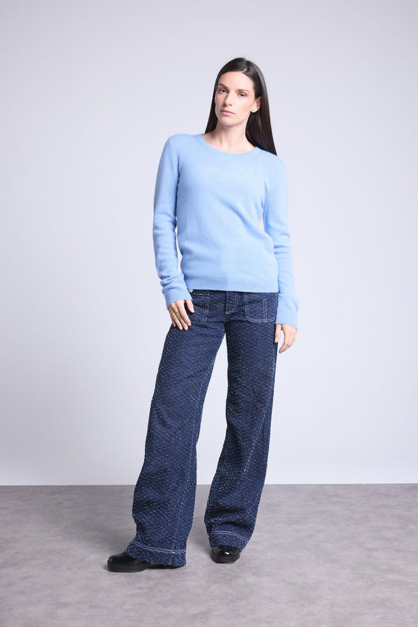 Alba Round Neck Sweater - Sky Blue - Women