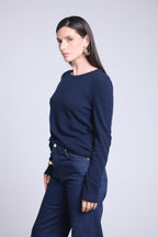 Jersey de cuello redondo Alba - Azul marino - Mujer
