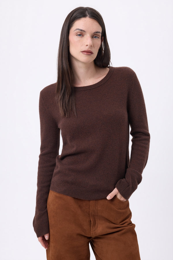 Alba Crew-Neck Jumper - Chocolate Brown - Women - 100% Cashmere