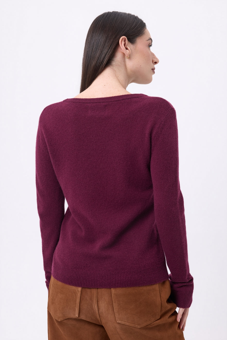Pull Col Rond Alba - Lie-De-Vin - Femme - 100% Cachemire