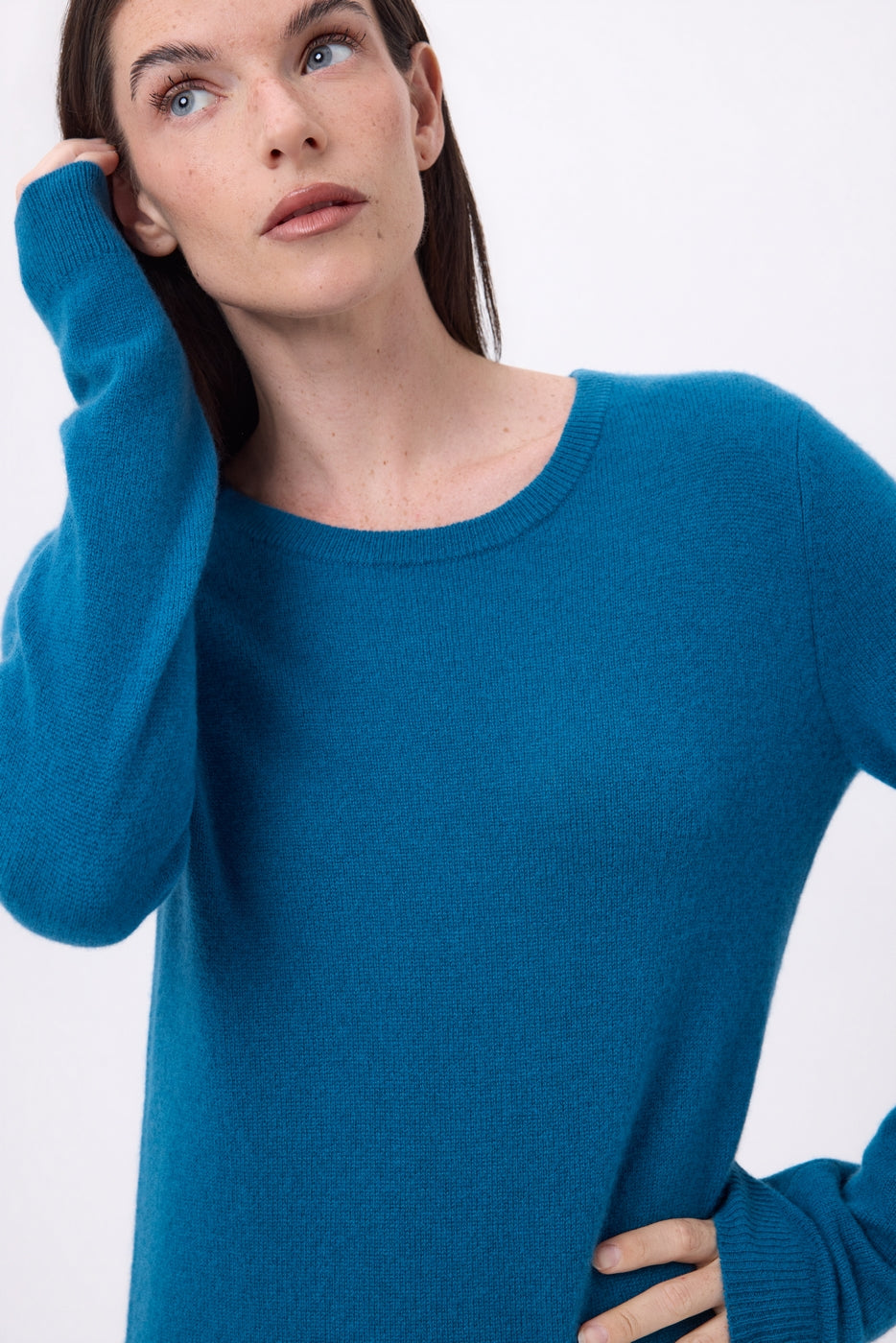 Jersey de cuello redondo Alba - Azul pato - Mujer