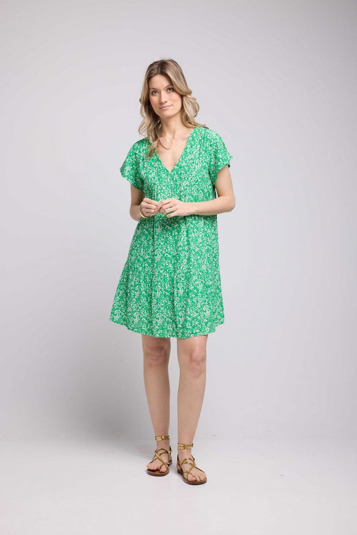 Robe Courte Manches Courtes - Vert
