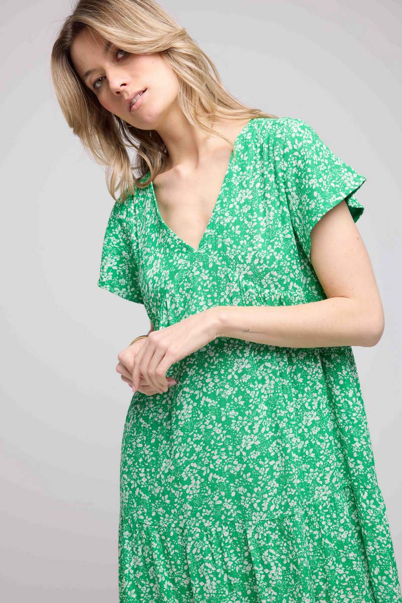 Short Dress Short Sleeves - Green