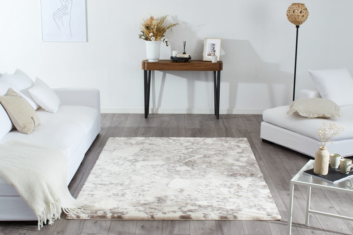 Alena 670 Soft Shaggy Rug - Beige