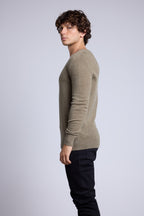 Sweter z dekoltem w serek Alex – Khaki – Męski – 100% kaszmir