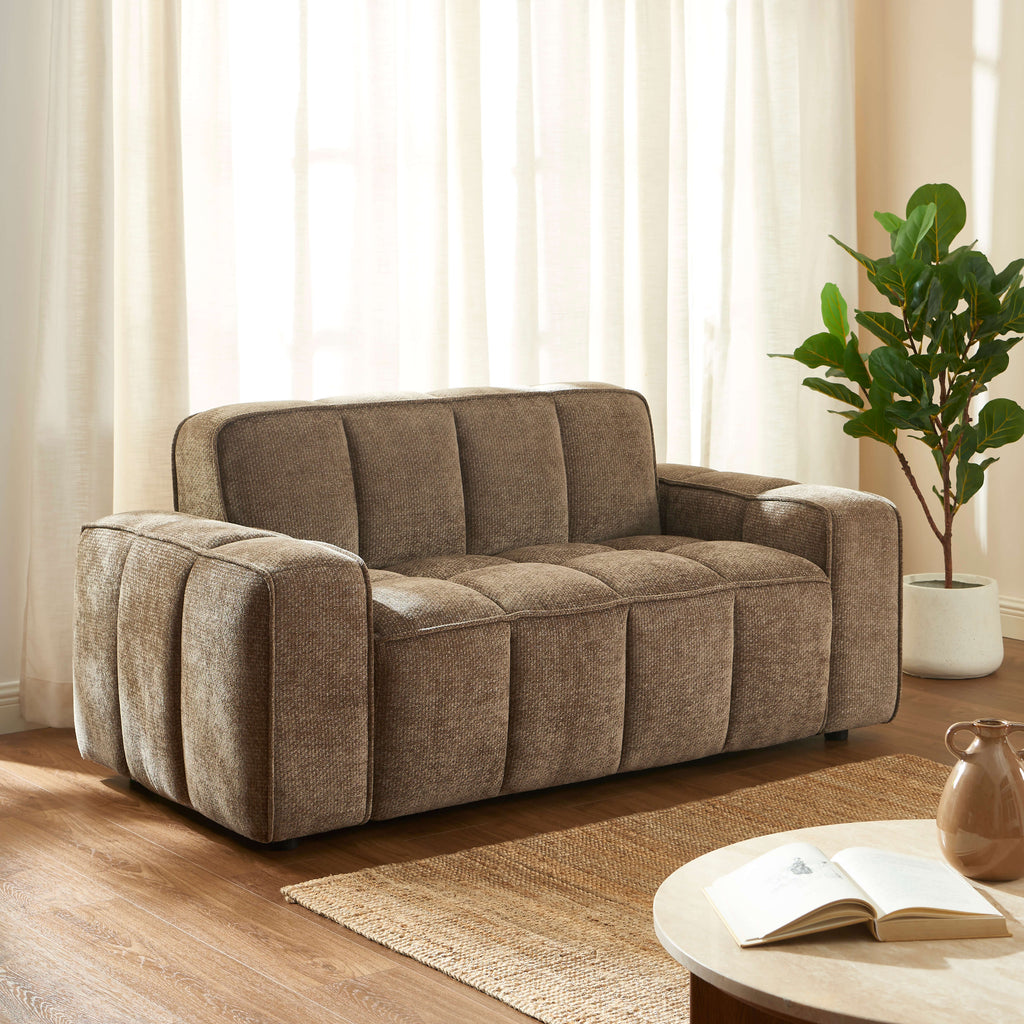 Alistair - Canapé 2 Places - Tissu Chenille - Marron