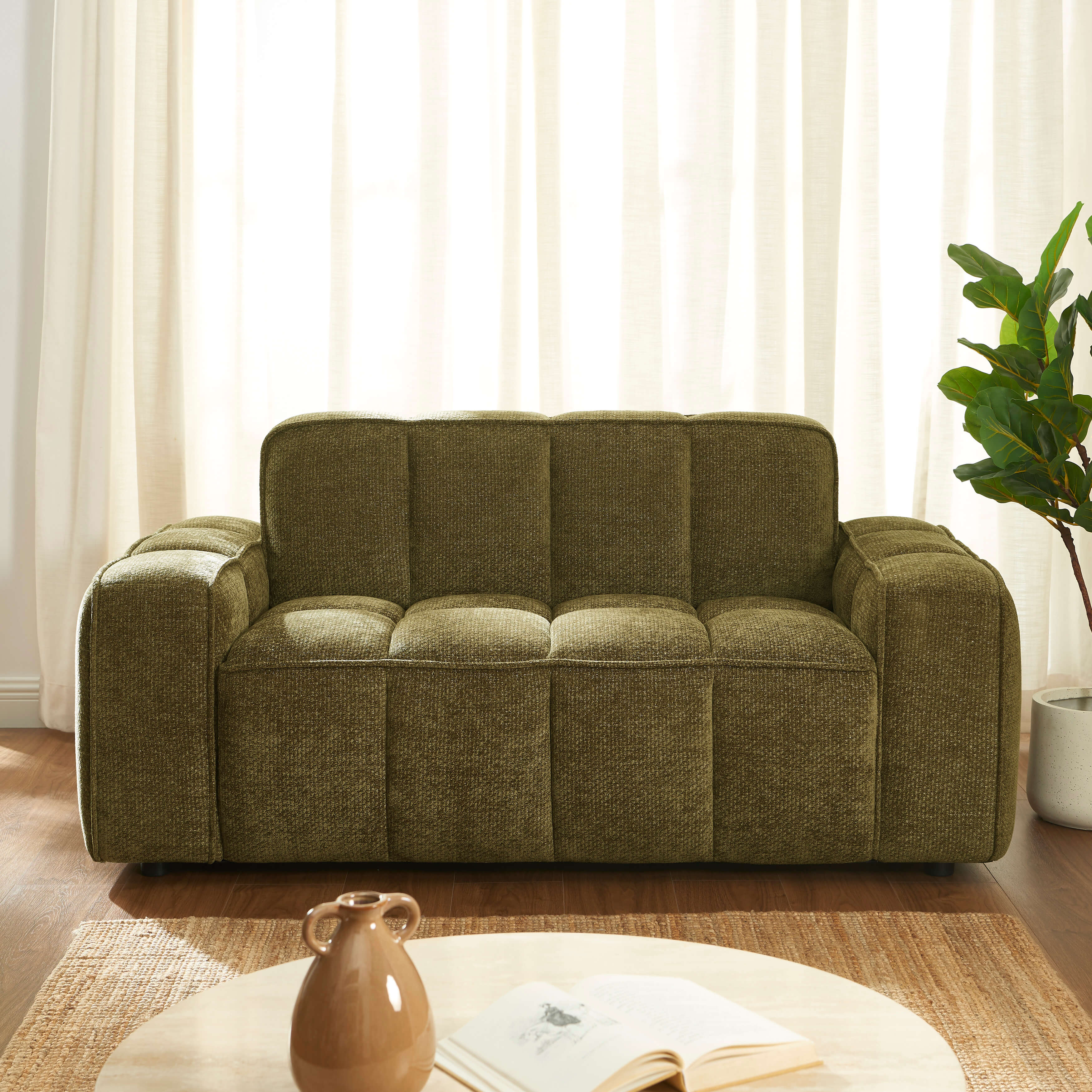Alistair - Canapé 2 Places - Tissu Chenille - Vert