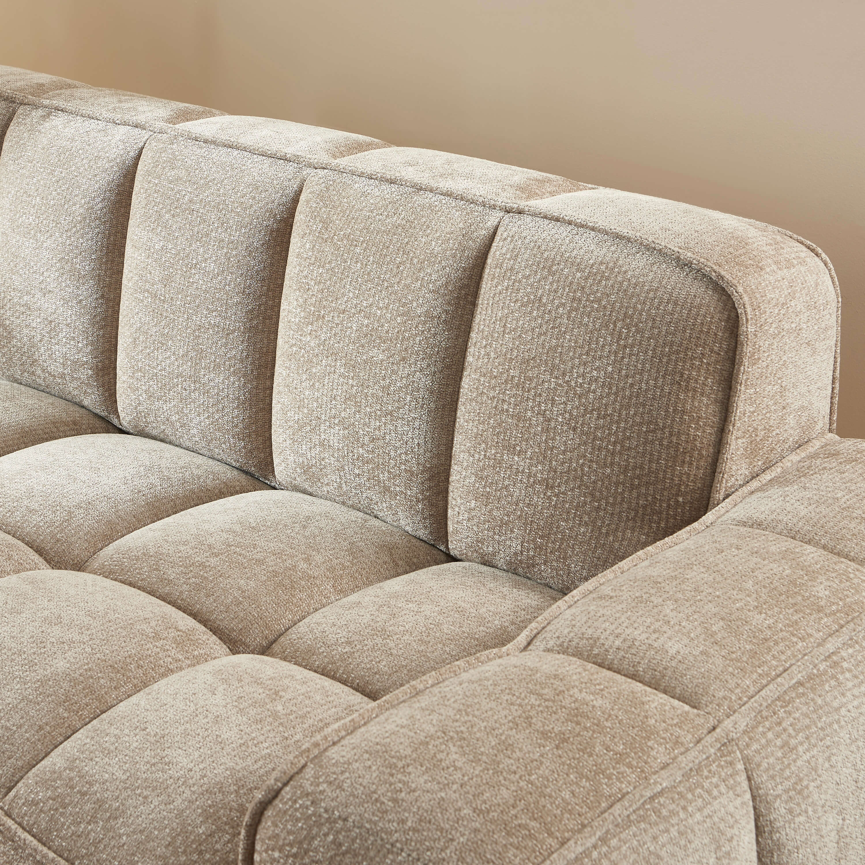Alistair - Canapé 3 Places - Tissu Chenille - Beige