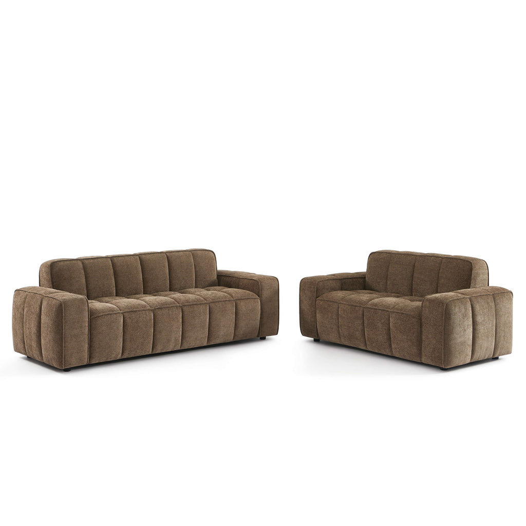 Alistair - Canapé 2 Places - Tissu Chenille - Marron