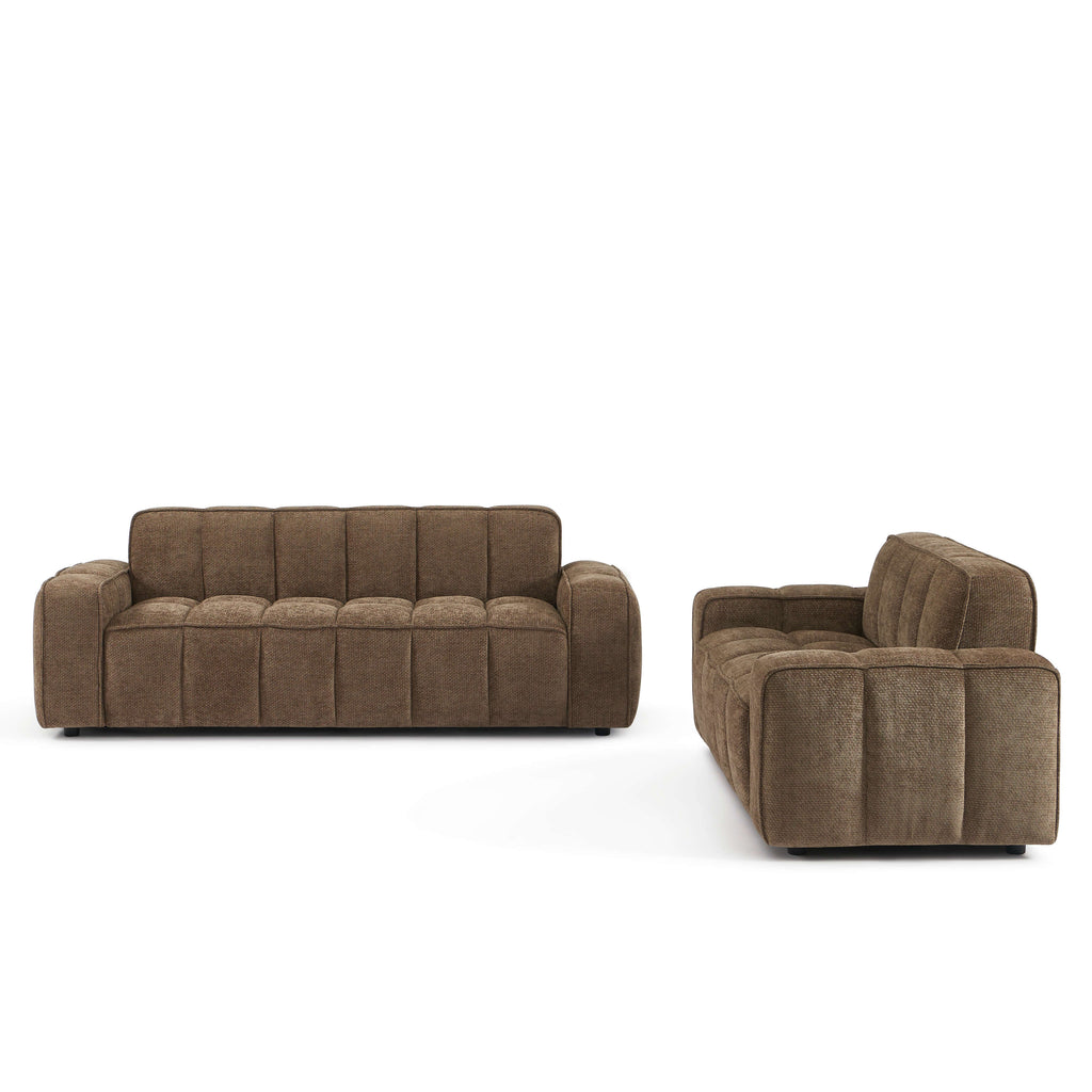 Alistair - Canapé 2 Places - Tissu Chenille - Marron