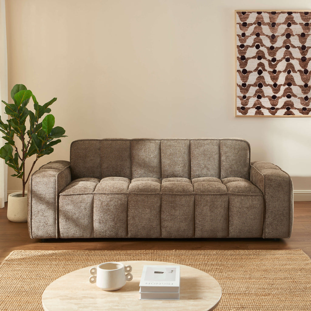 Alistair - Canapé 3 Places - Tissu Chenille - Marron