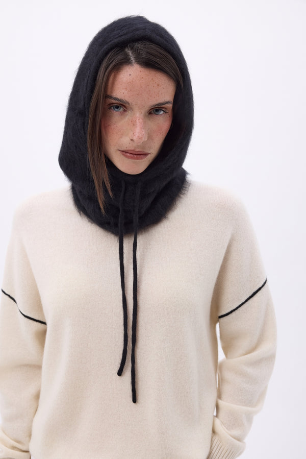 Cagoule – Cachemire Brossé Alta - Noir - Mixte - 100% Cachemire Brosse