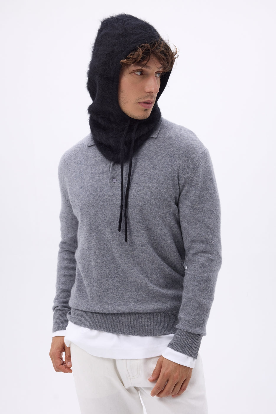 Cagoule – Cachemire Brossé Alta - Noir - Mixte - 100% Cachemire Brosse