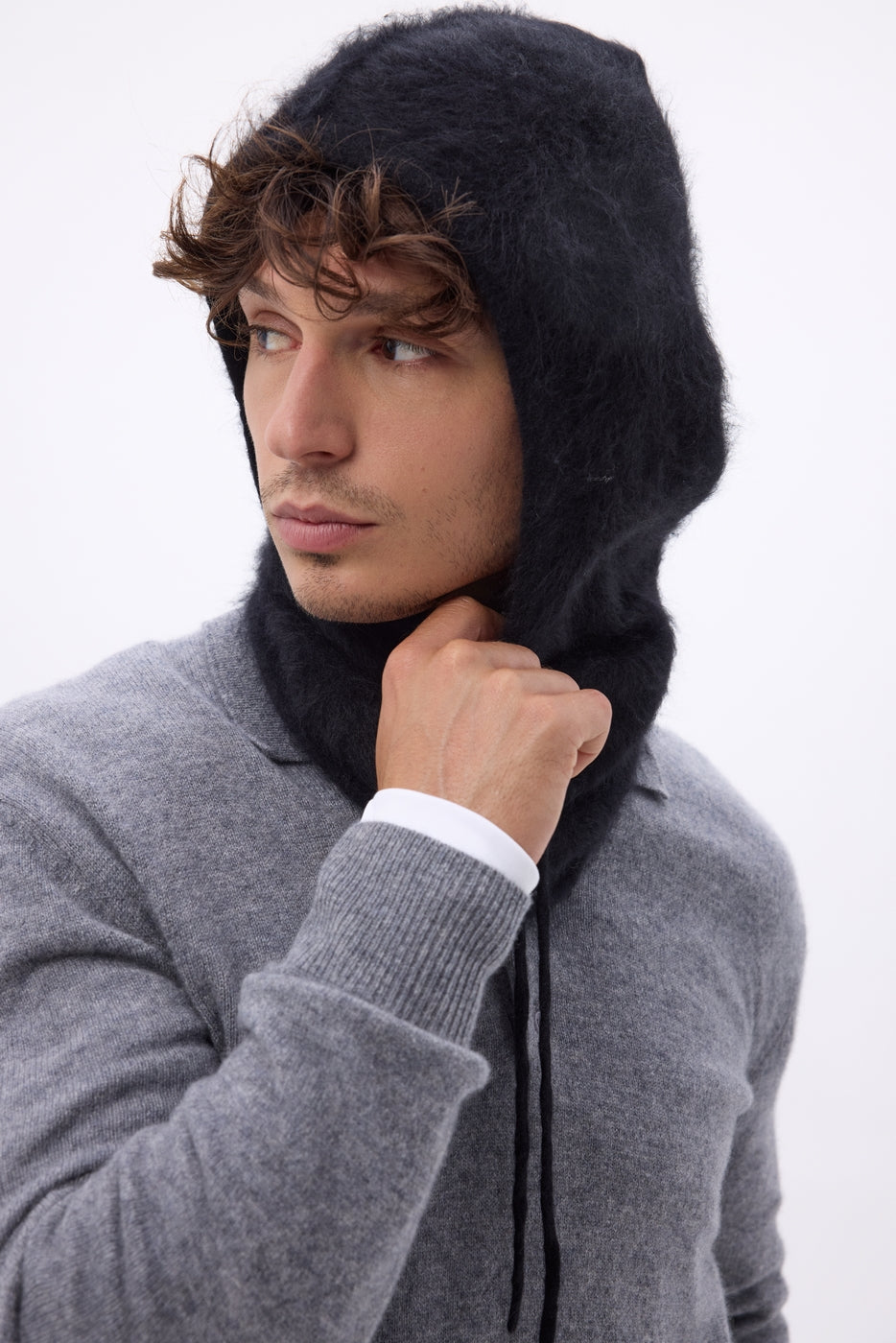 Cagoule – Cachemire Brossé Alta - Noir - Mixte - 100% Cachemire Brosse