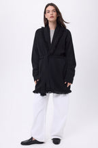 Gilet Oversize À Ceinture Alya - Bleu Marine Blanc - Femme