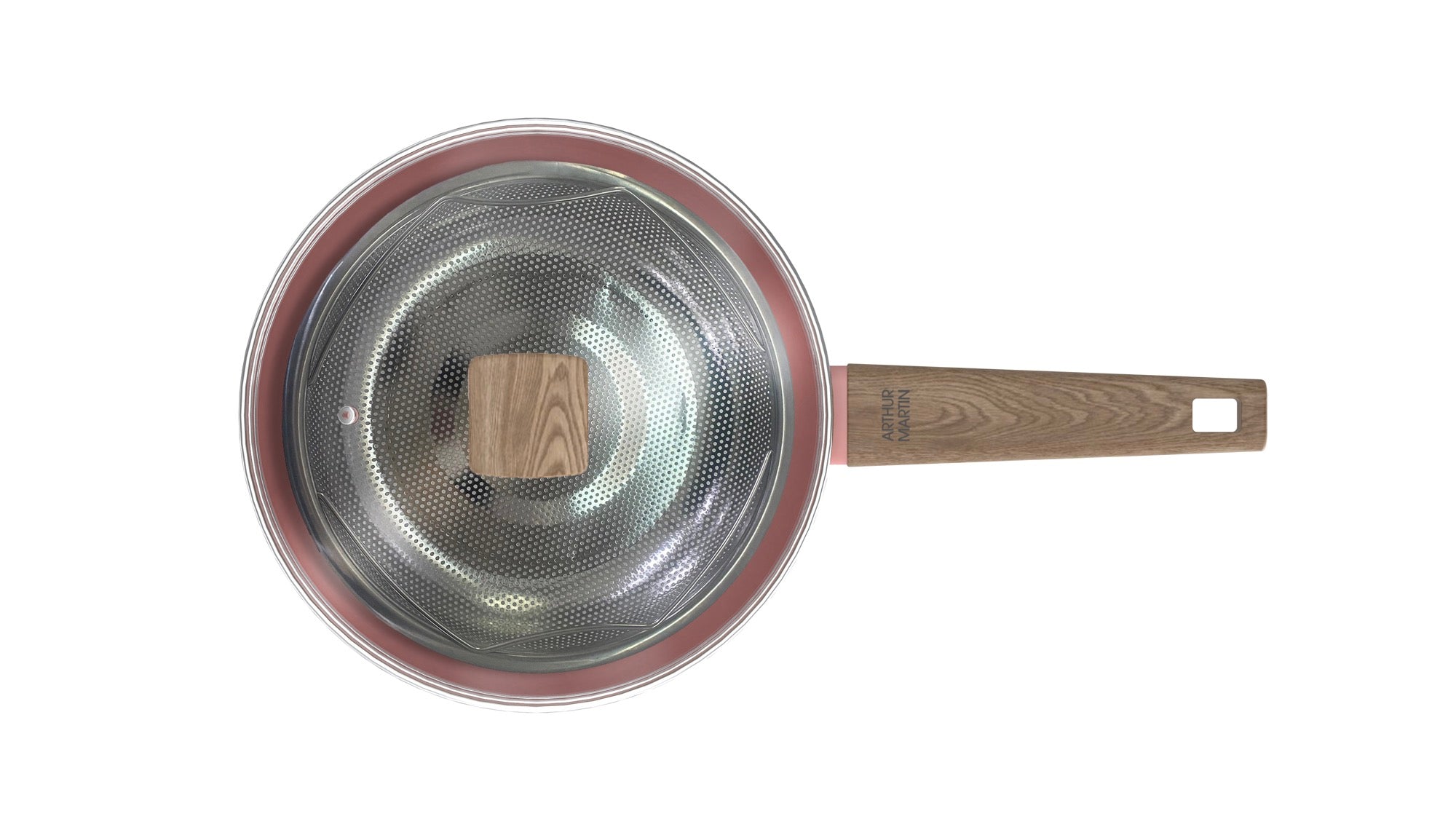 28cm Sauté Pan With Lid + Basket - Forged Aluminum - Ceramic Coating - Pink