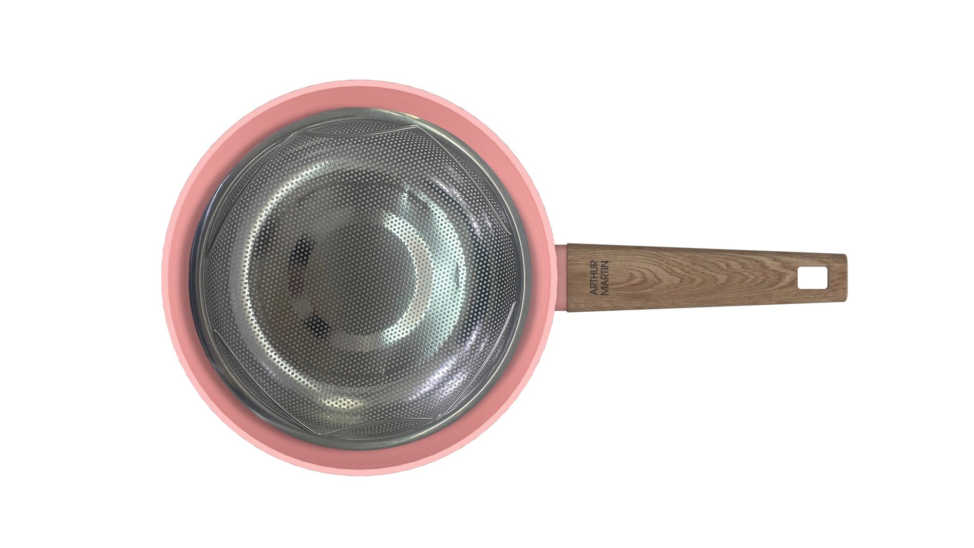 28cm Sauté Pan With Lid + Basket - Forged Aluminum - Ceramic Coating - Pink