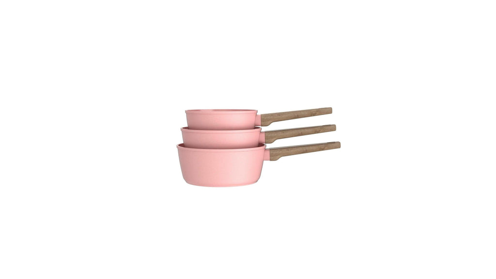 Set 3 Casseroles 16/18/20cm - Aluminium Forgé - Revêtement Céramique - Rose