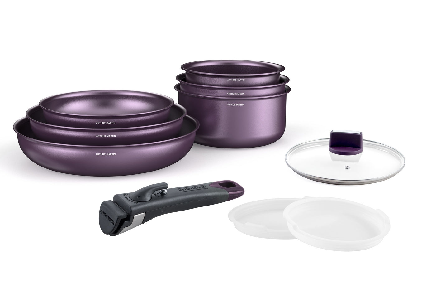 Batterie 10 Pièces - Aluminium - Anti-Adhésif - Aubergine