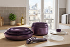 Batterie 10 Pièces - Aluminium - Anti-Adhésif - Aubergine