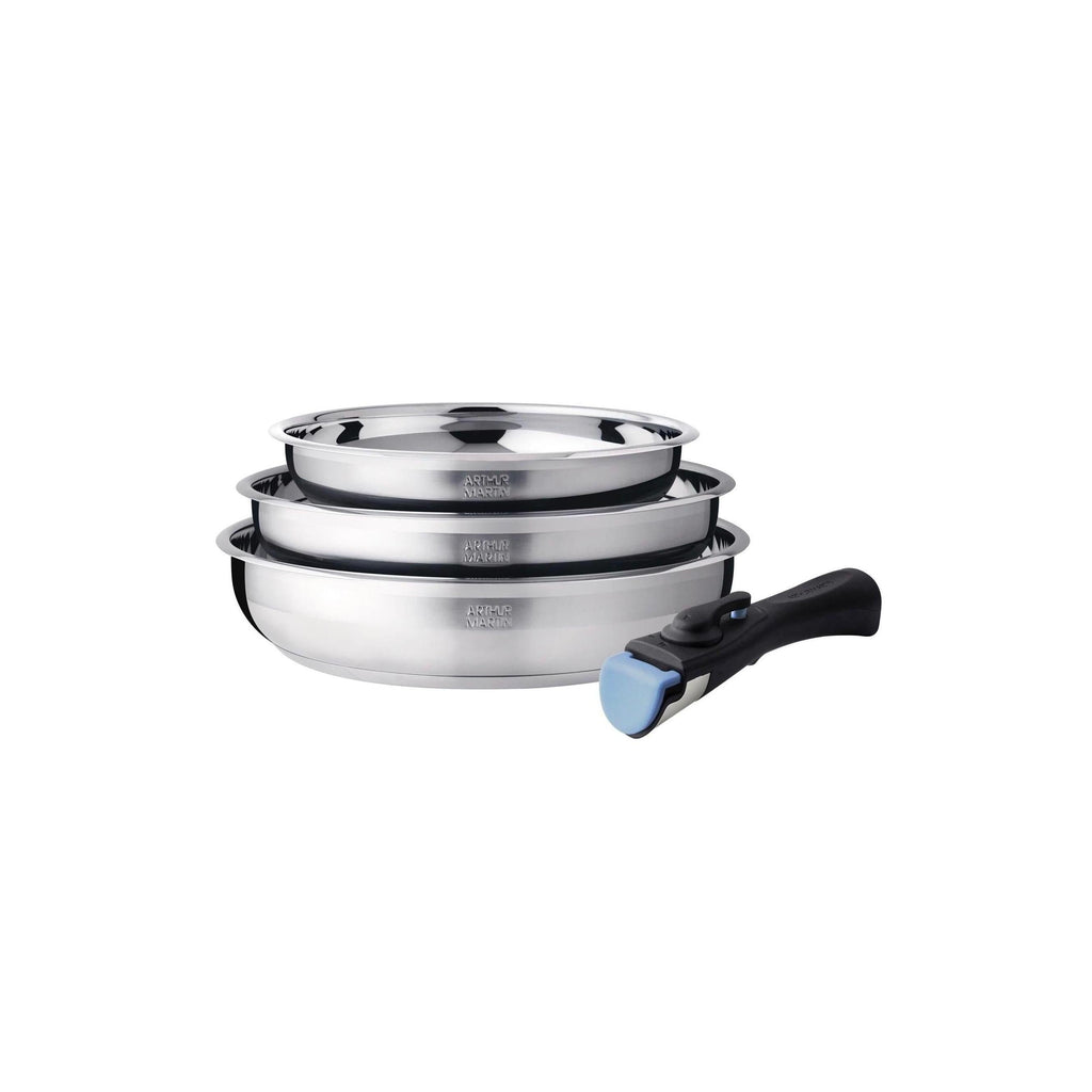 Set 3 Poêles 20/24/26cm - Acier Inoxydable - Inox