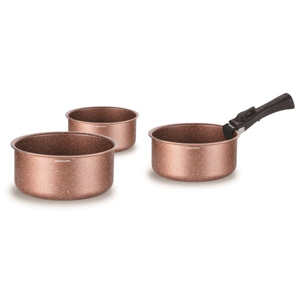 Set 3 Casseroles 16/18/20cm - Aluminium - Anti-Adhésif - Terracotta