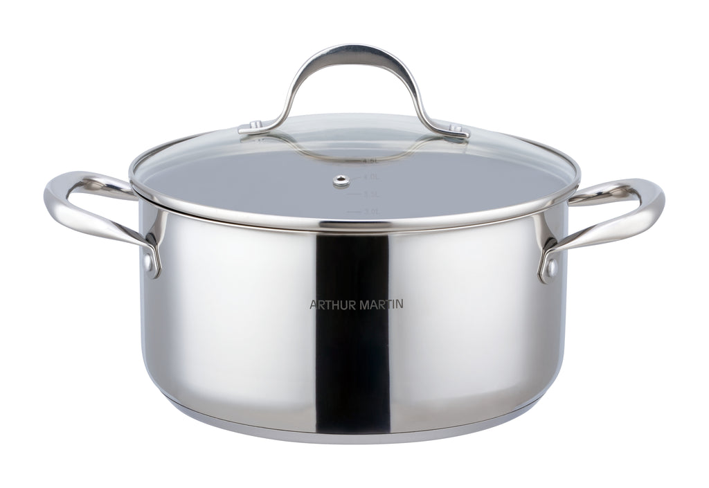 Olla 28cm - Tapa de Vidrio - Acero Inoxidable - Inox