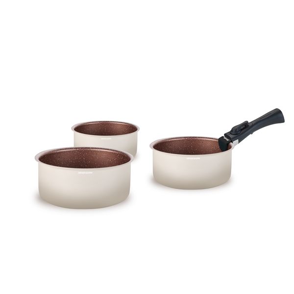 Set de 3 Cacerolas 16/18/20cm - Aluminio - Antiadherente - Crema