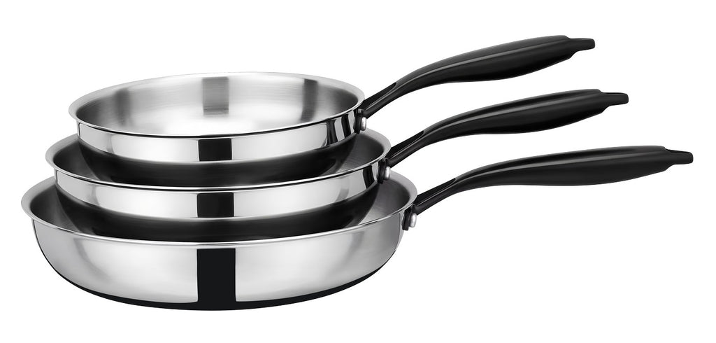 Set 3 Poêles 20/24/28cm - Technologie Triplex - Acier Inoxydable - Inox