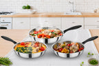 Set 3 Poêles 20/24/28cm - Technologie Triplex - Acier Inoxydable - Inox