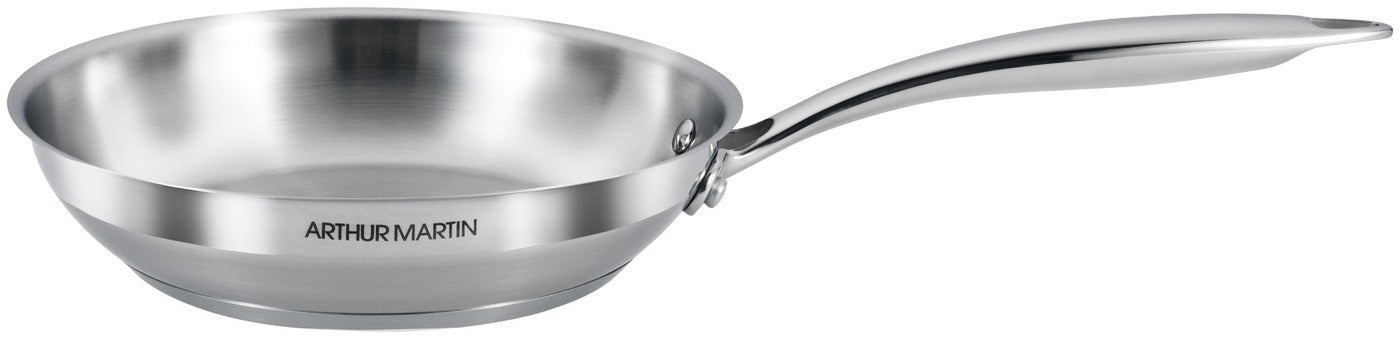 Poêle 24cm - Acier Inoxydable 18/10 - Poignées Rivetées - Inox