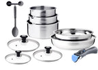 Batterie 10 Pièces - Acier Inoxydable - Couvercles Verre - Inox