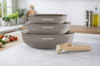 Set 3 Poêles 20/24/28cm - Aluminium - Revêtement Céramique - Taupe