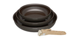 Set 3 Poêles 20/24/28cm - Aluminium - Revêtement Céramique - Marron