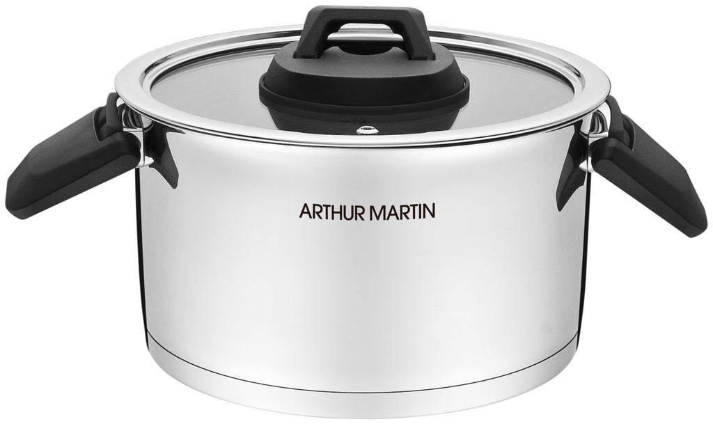 Set of 3 Pots 2/4/6L - Folding Handles - Stainless Steel - Inox