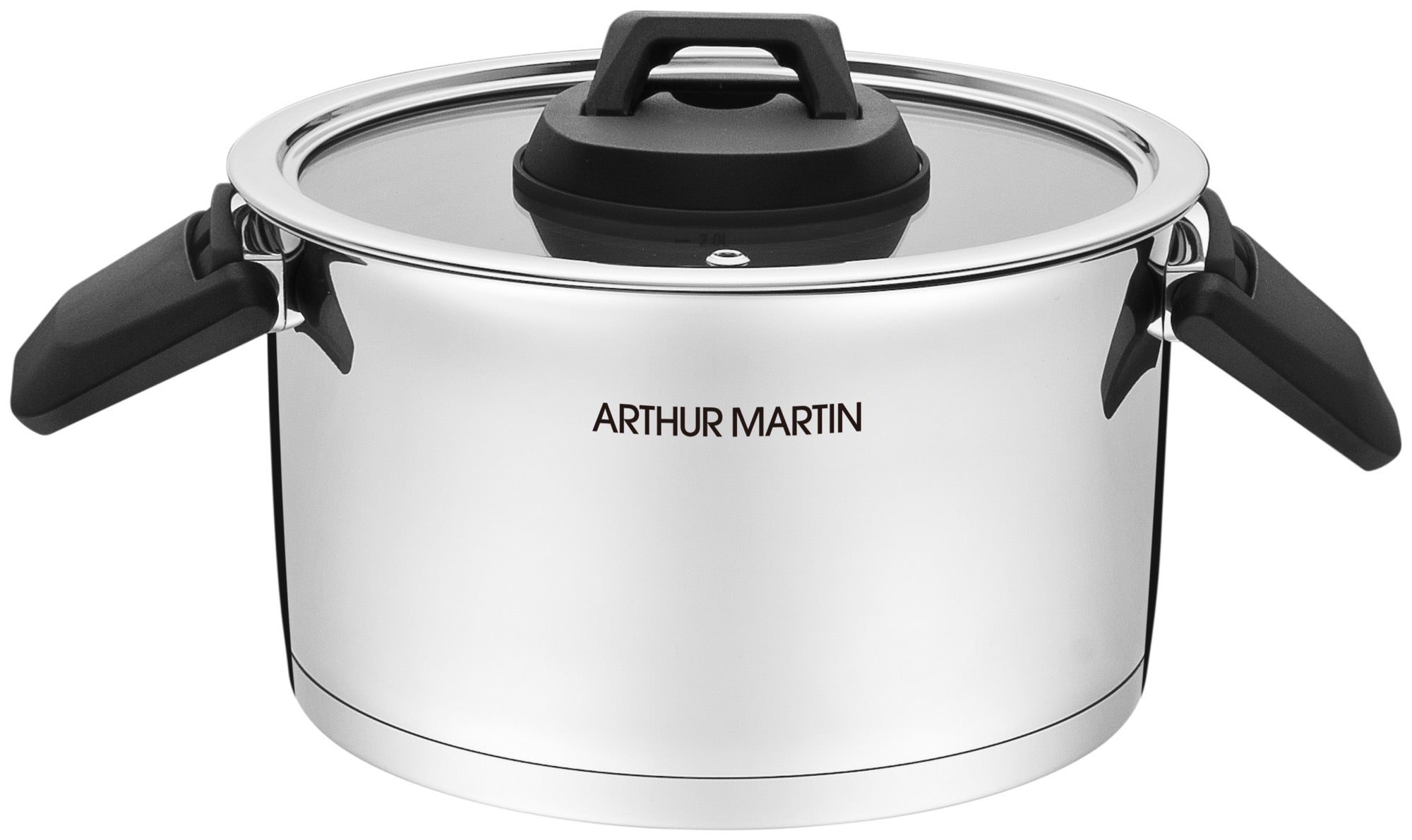 Set of 3 Pots 2/4/6L - Folding Handles - Stainless Steel - Inox