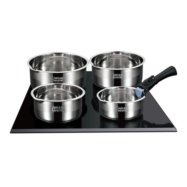 Set 4 Cacerolas 14-16-18-20 Cm Y 1 Asa - Acero Inoxidable