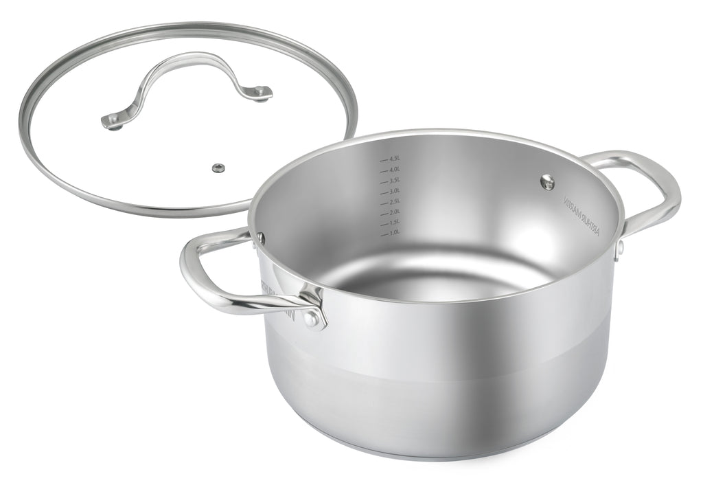 Marmite 28cm - Couvercle En Verre - Acier Inoxydable - Inox