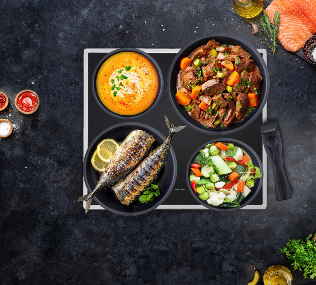 Set 3 Casseroles 16/18/20cm - Aluminium - Anti-Adhésif - Gris Mat