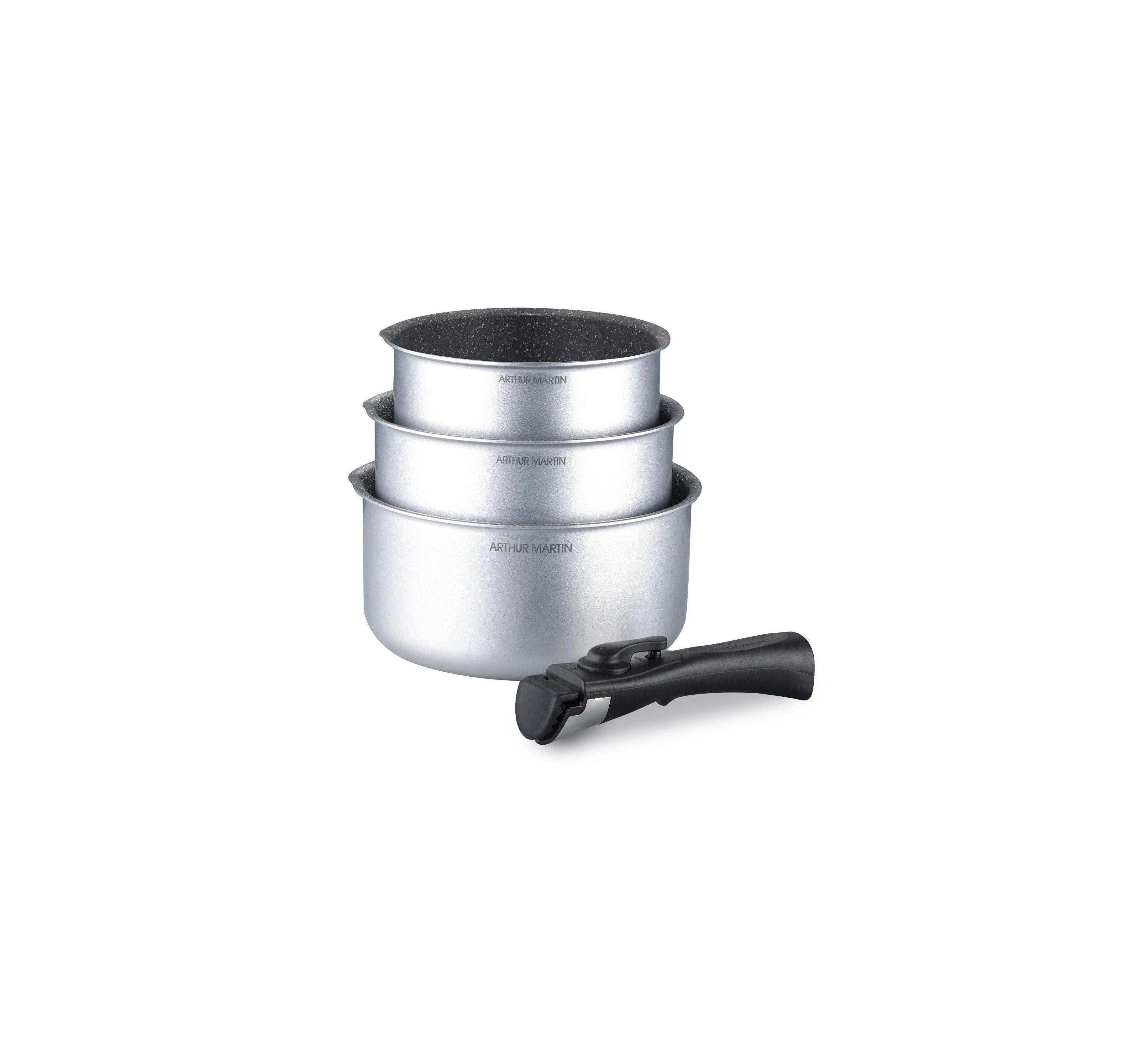 Set de 3 Cacerolas 16/18/20cm - Aluminio - Antiadherente - Plata