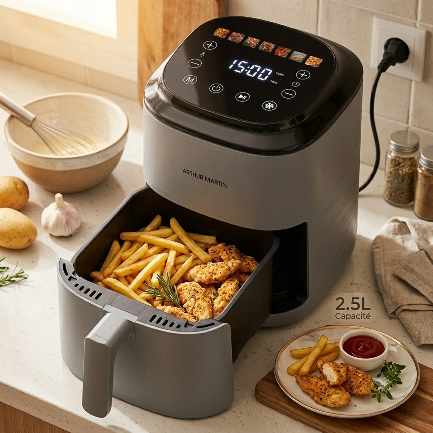 Air Fryer 2,5L - 1000W - Gris