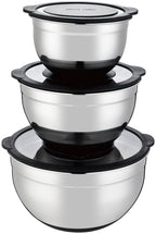 Set 3 Bols Mélangeurs 16/20/24cm - Acier Inoxydable - Noir
