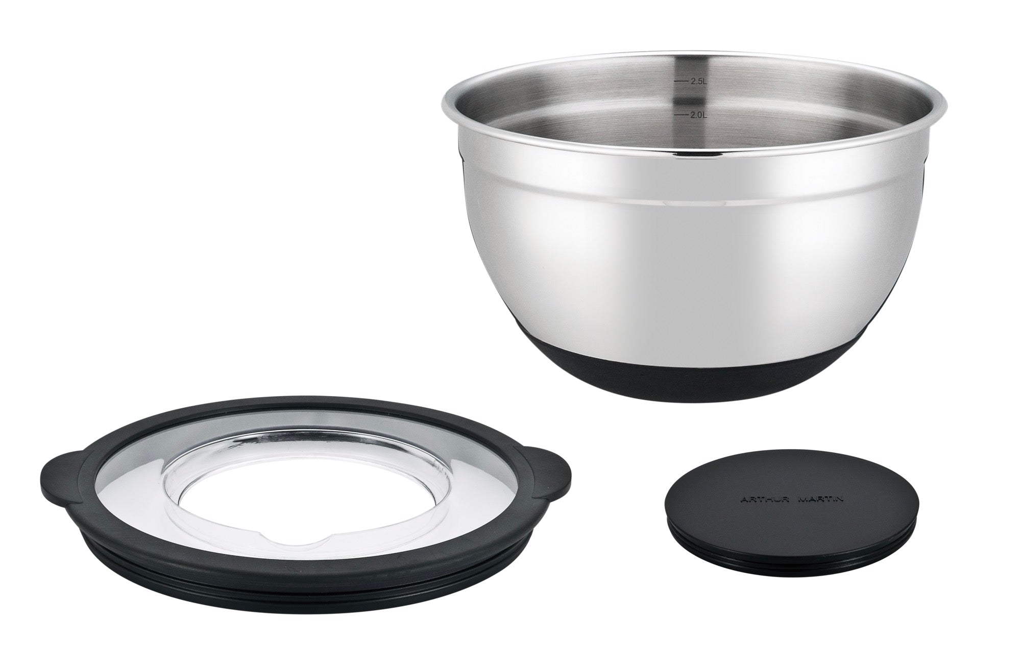 Set 3 Bols Mélangeurs 16/20/24cm - Acier Inoxydable - Noir