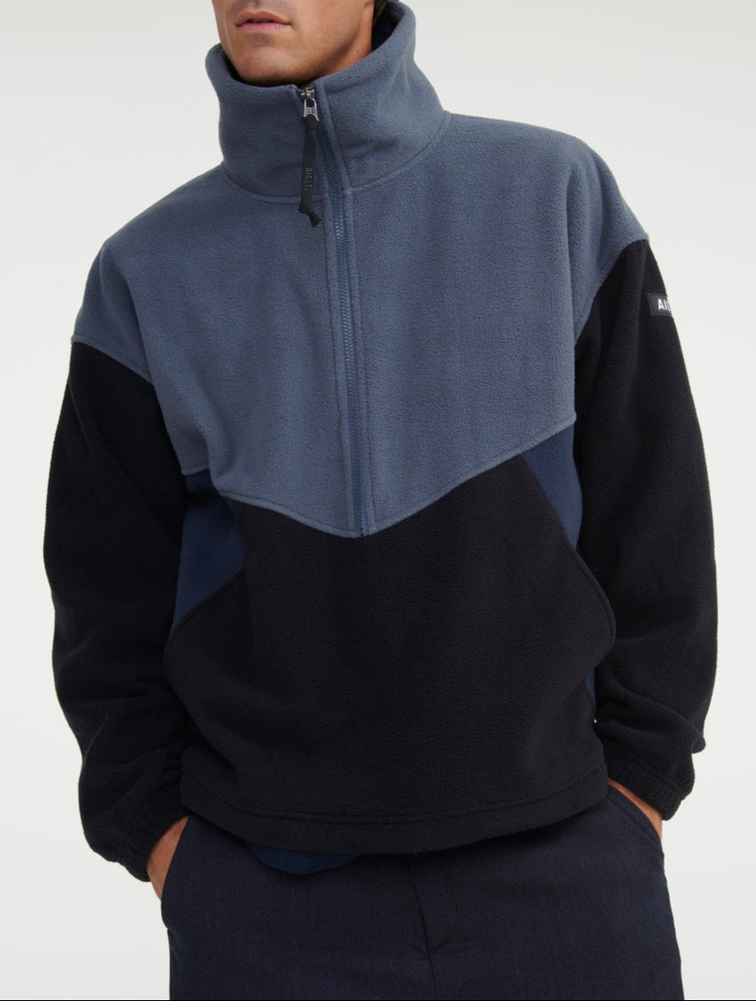 Fleece med 1/2 lynlås – Sort Cb 2 – Mænd