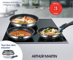 Juego de 3 Sartenes 20/24/26cm - Interior Antiadherente - Acero Inoxidable - Inox
