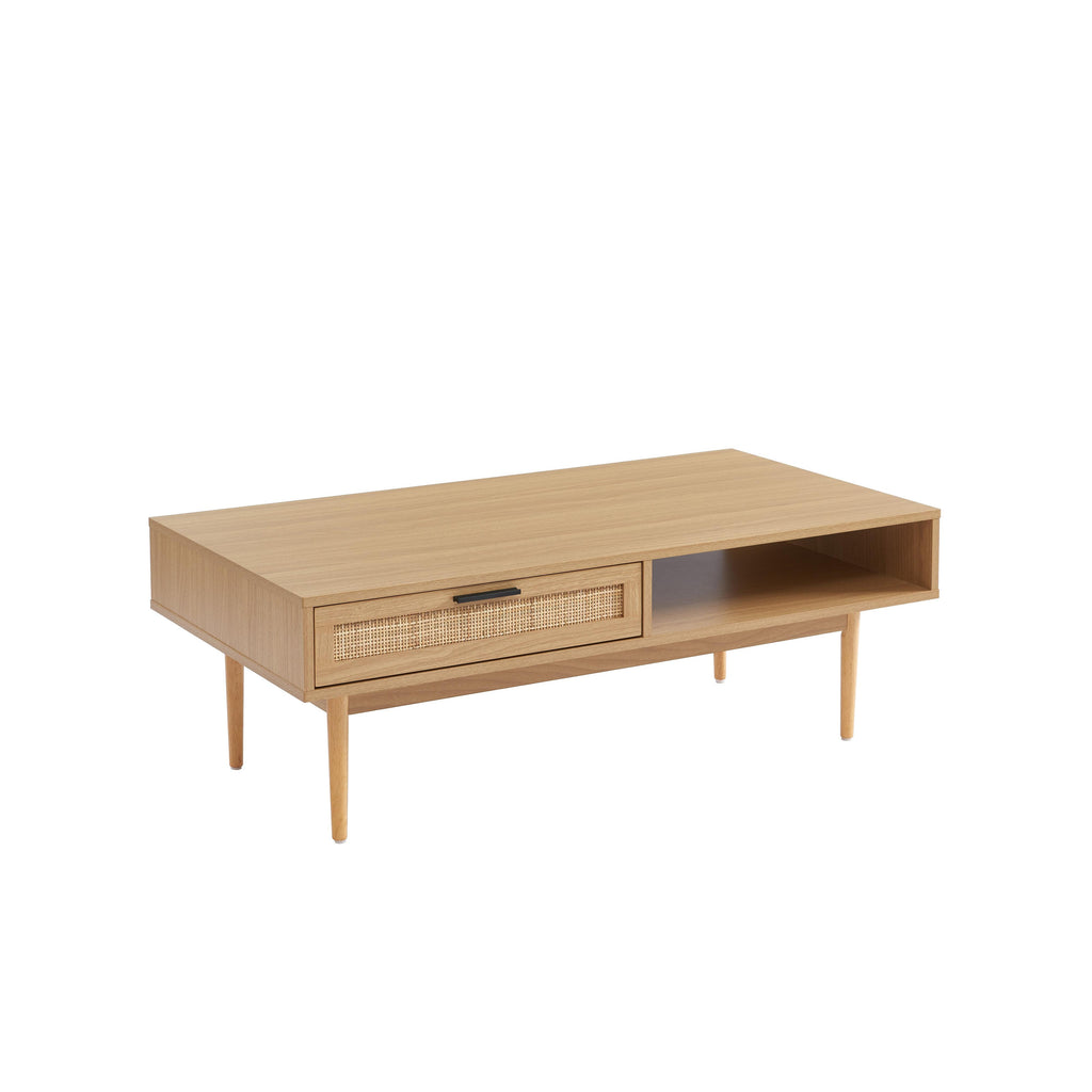 Amana - Coffee Table - Oak Effect and Rattan Cane Webbing