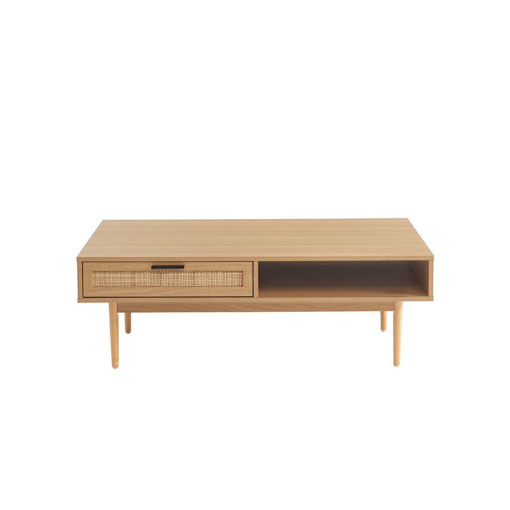 Amana - Coffee Table - Oak Effect and Rattan Cane Webbing