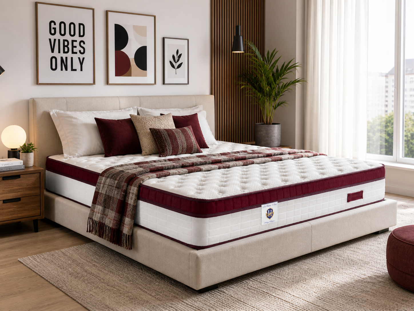 Castelnaud - Mattress - White/Bordeaux