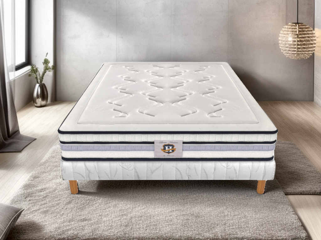 Chambourcy - Mattress + Box Spring Set - White/Black