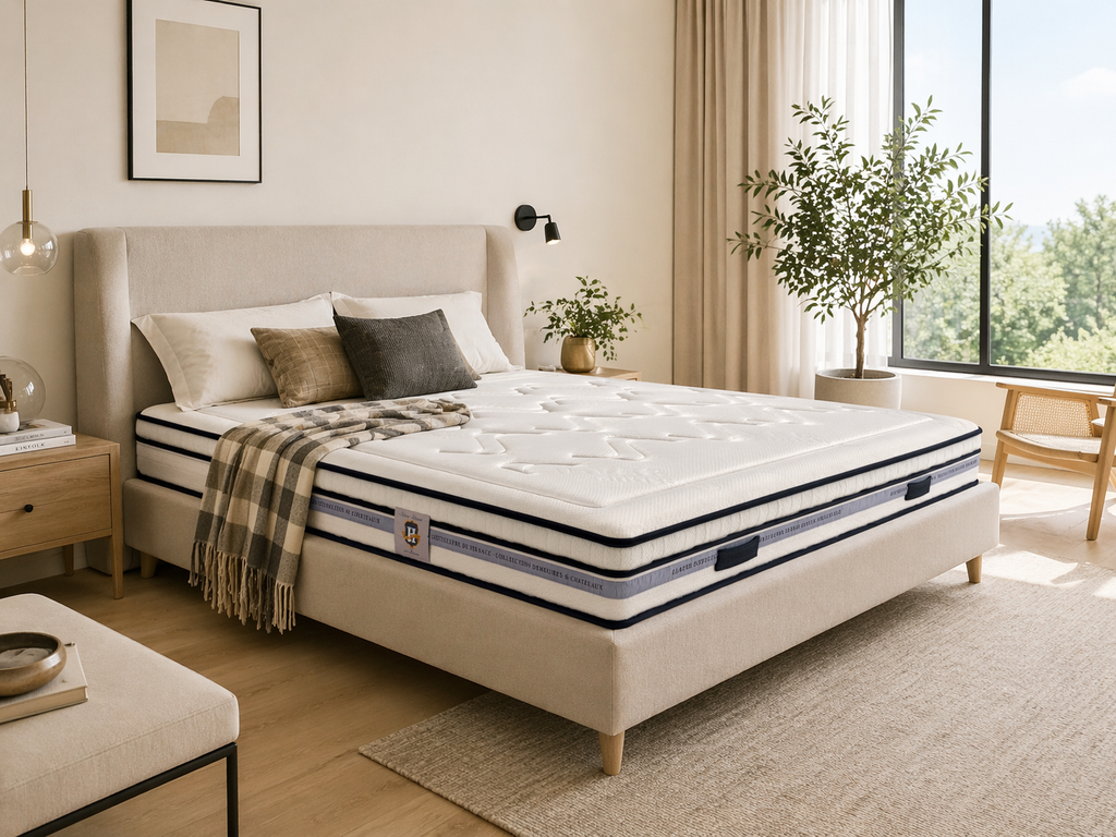 Chambourcy - Mattress + Box Spring Set - White/Black
